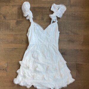 Cute white ruffle eyelet dress mini